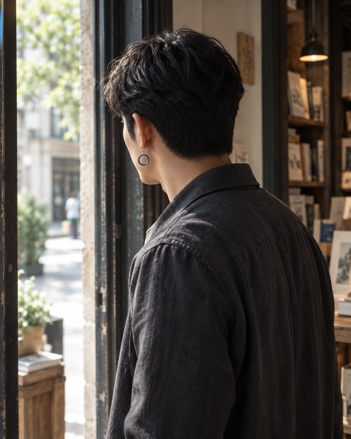 블루 서클 귀걸이 착용 연출컷